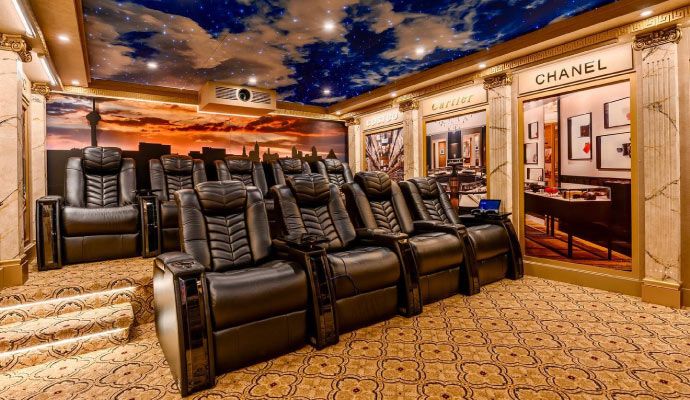Arranged seats in luxurious home theater