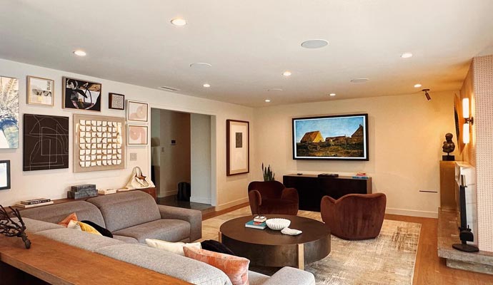 Modern well-organized and decorative living room with stylish furniture and decor elements