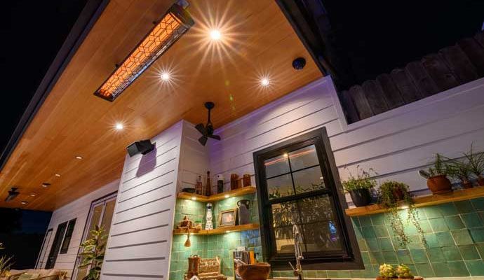 Outdoor heating system installed in the backyard for comfort