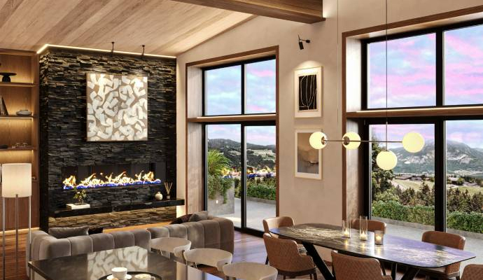 Modern lighting system installed in living room