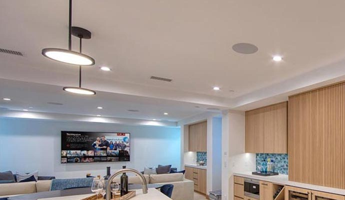 Modern open living room and kitchen