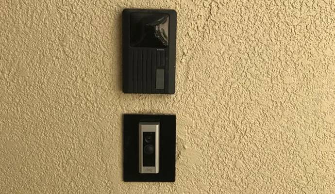 Installed smart doorbell camera on the wall